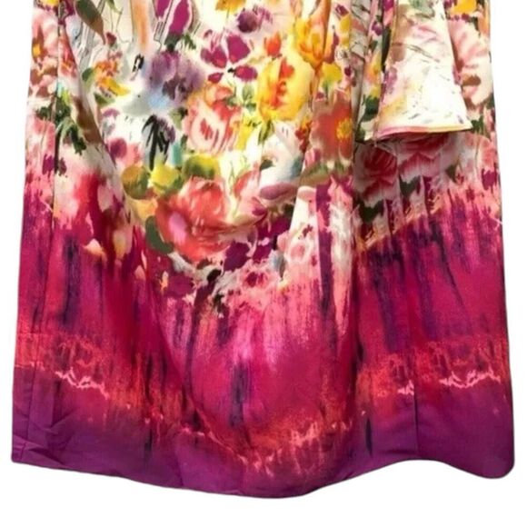 Trulli Dress Multicolor Floral Print Keyhole Pockets Lined One Short Sleeve 4‎ - Picture 4 of 8